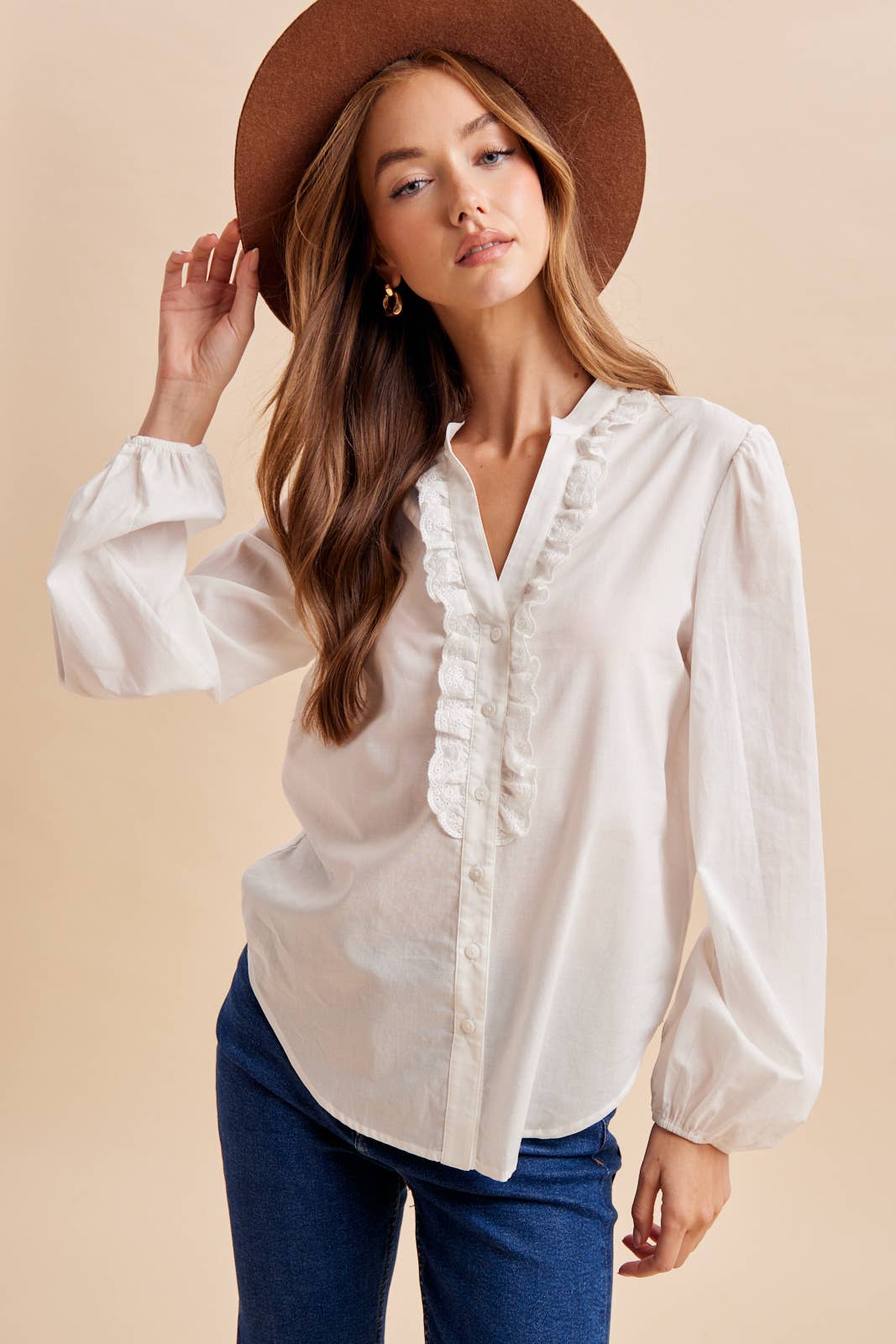 Ruffled Cotton Blouse