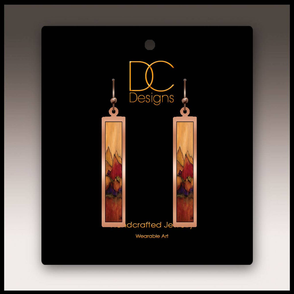 Desert Mountains Fine Art Copper Showcase Rectangle Earrings