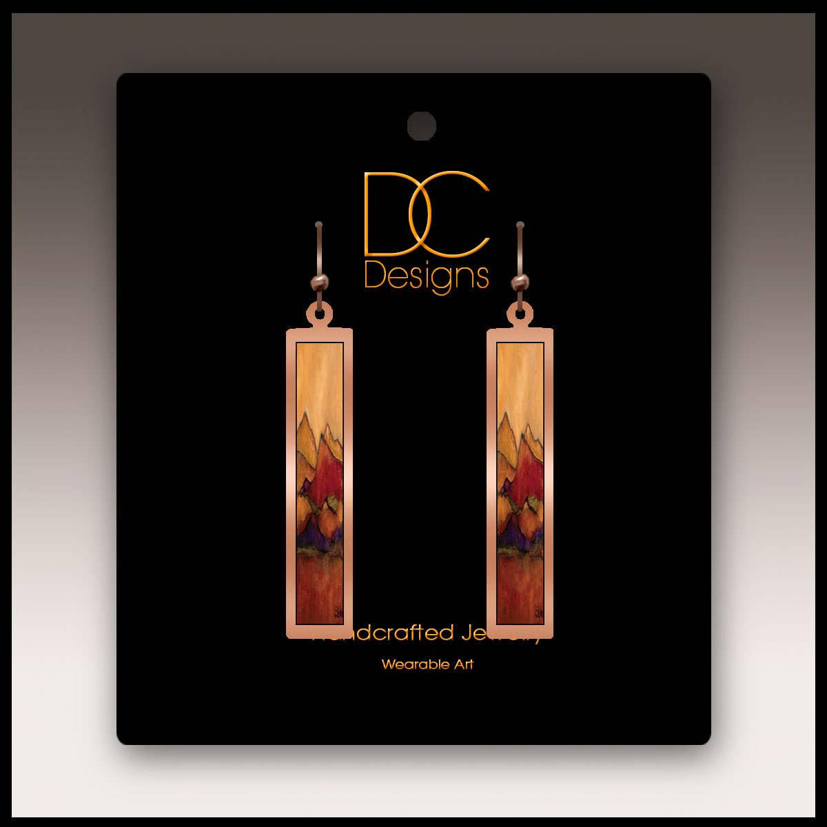 Desert Mountains Fine Art Copper Showcase Rectangle Earrings