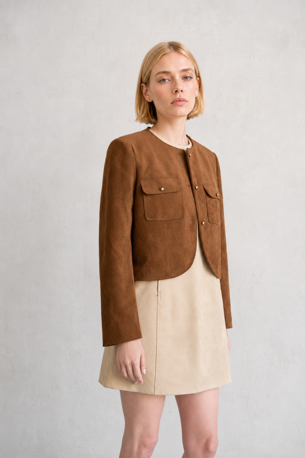 Timeless Suede Utility Cropped Jacket