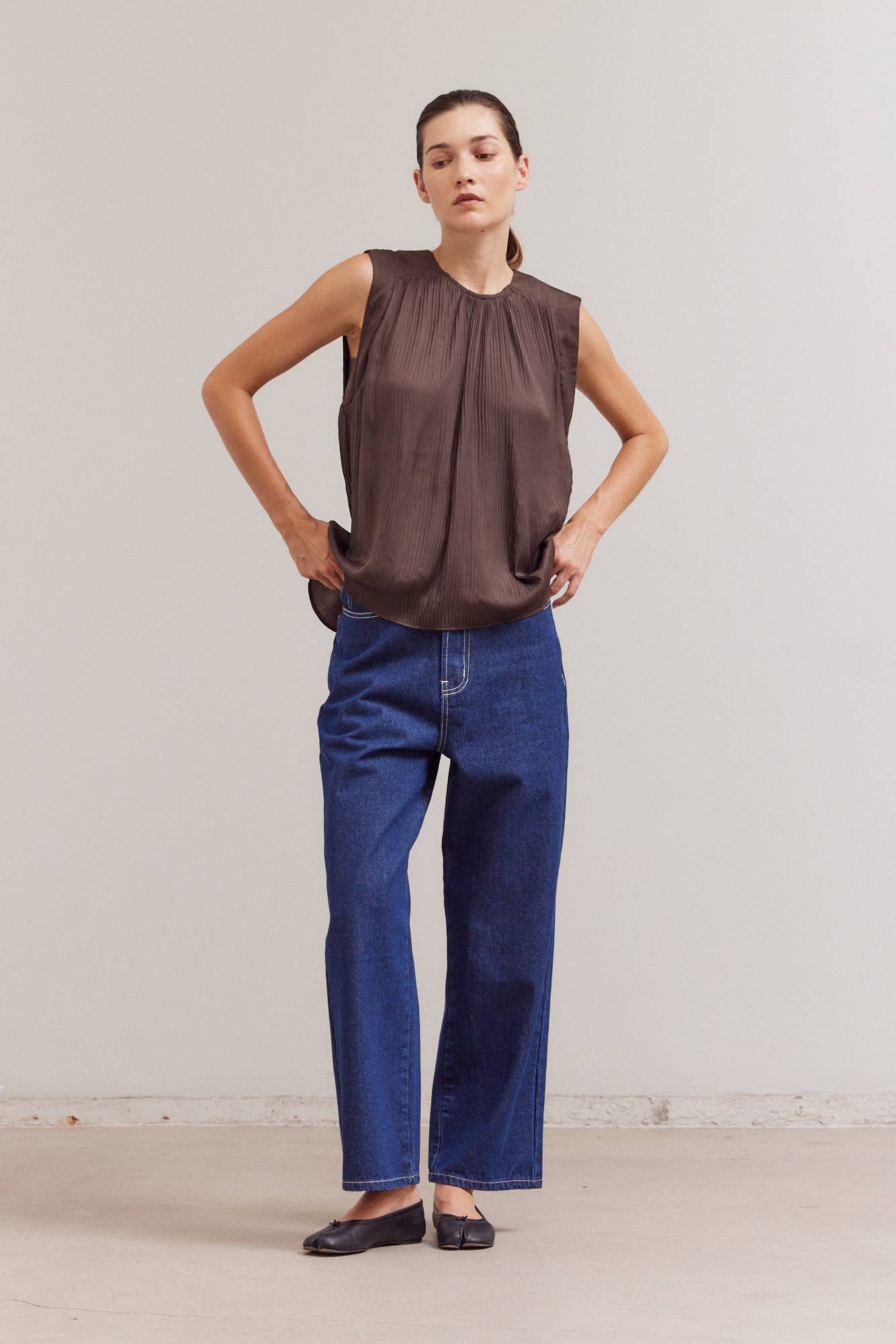 Pleated Sleeveless Top