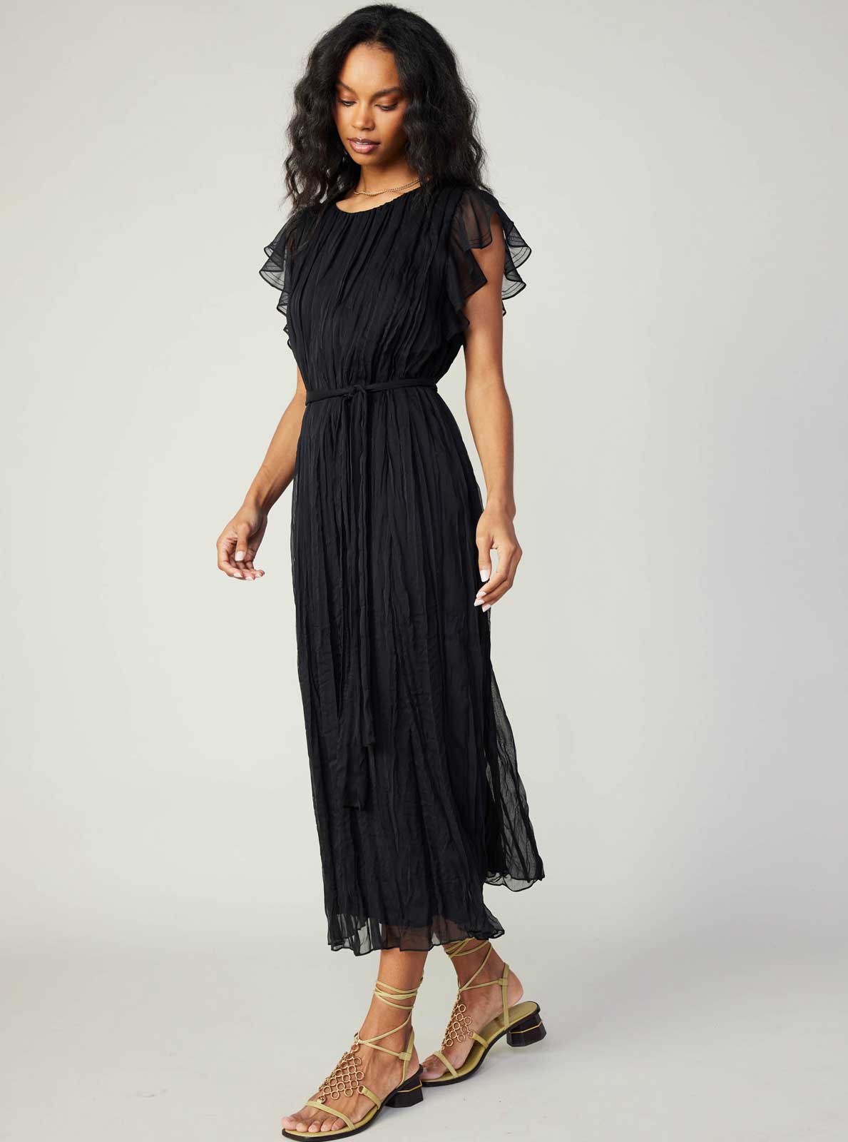 Flutter Sleeve Crinkle Dress