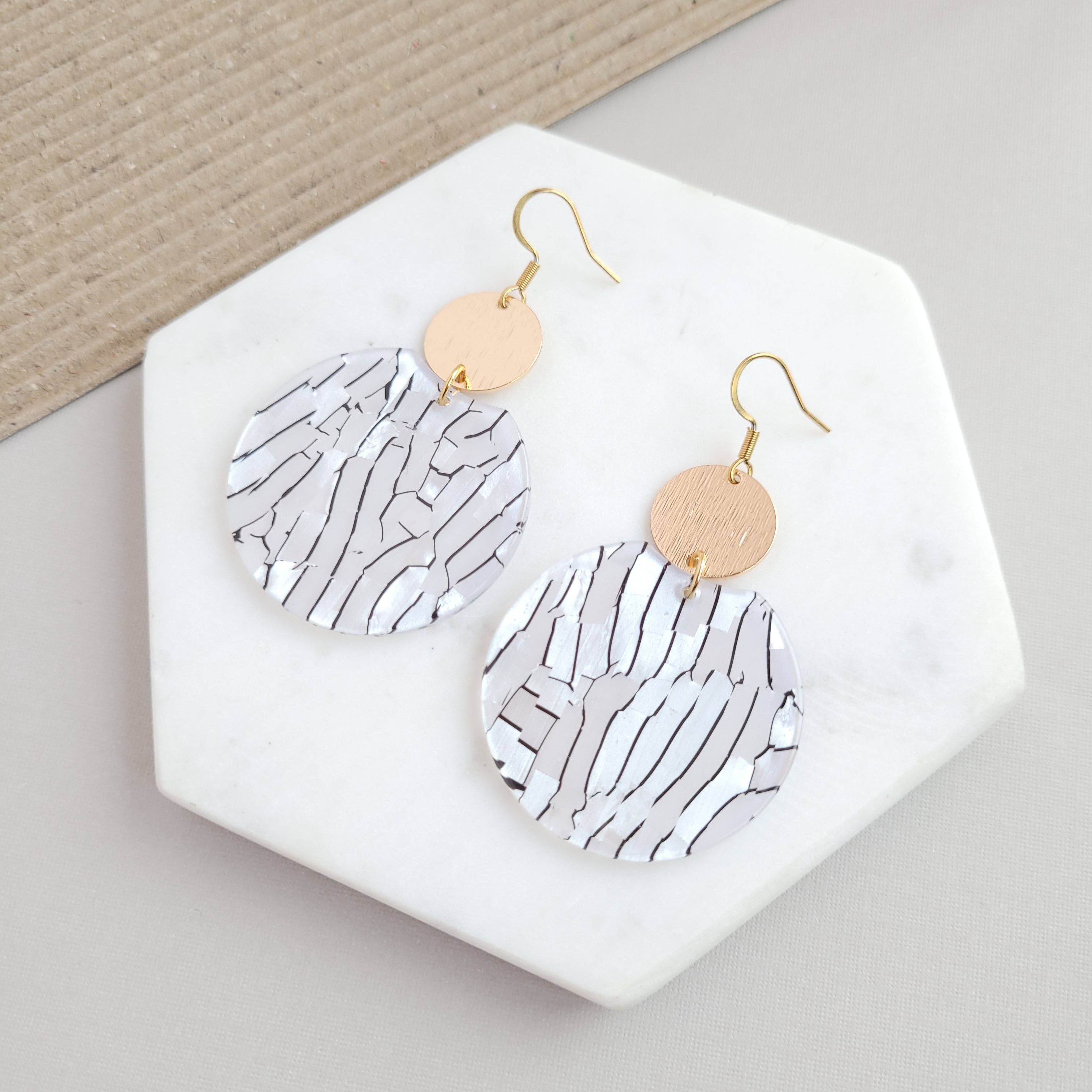 Pearl Black Stripe Zoey Earrings