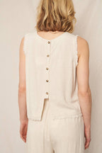 Back Button Detail Sleeveless Top