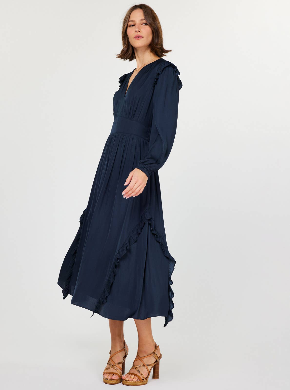 Ruffled Detail Midi Dress