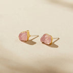 Rose Quartz Studs, Pink Gemstone Studs