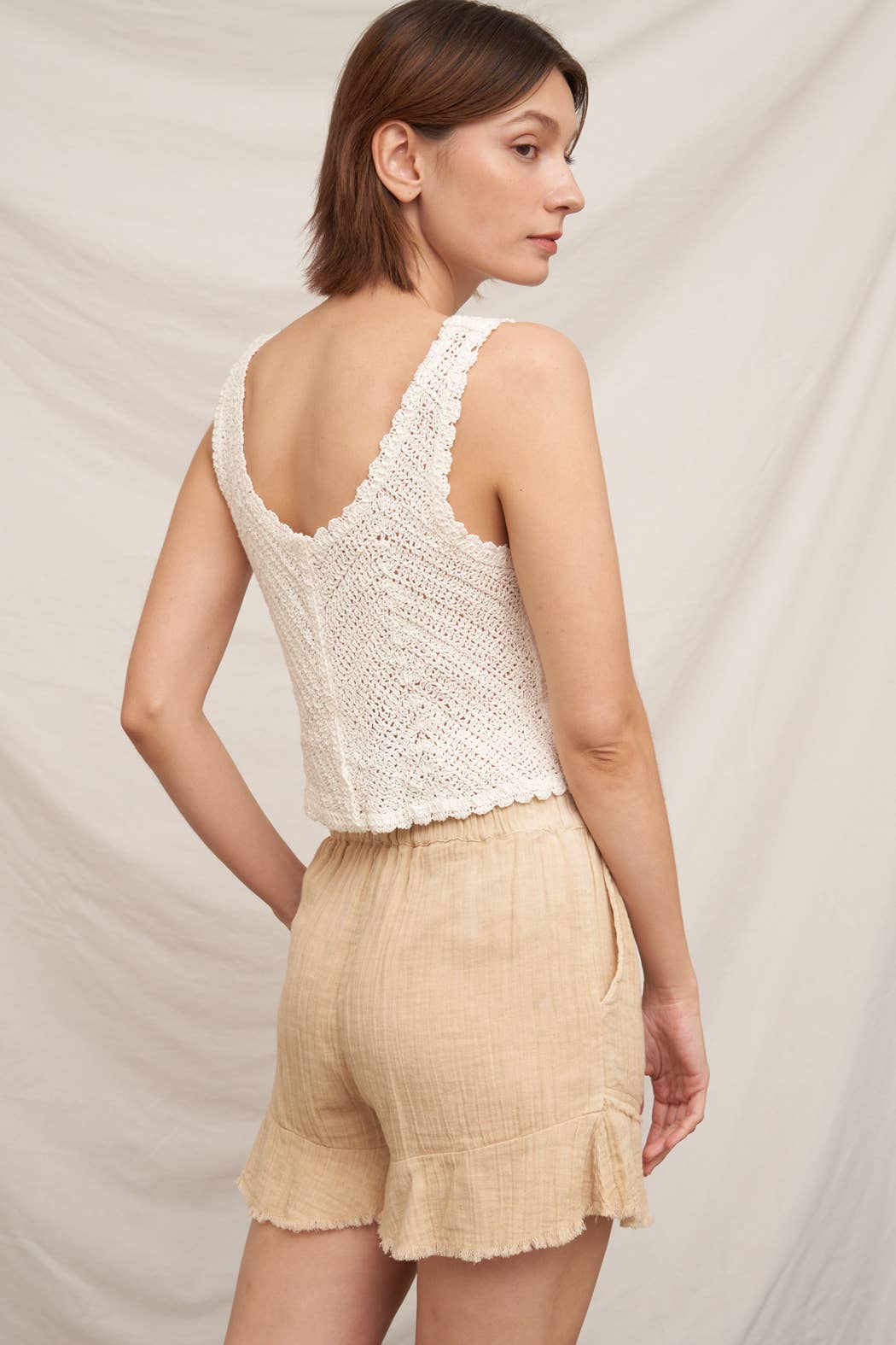Sleeveless Crochet Top with Button Detail