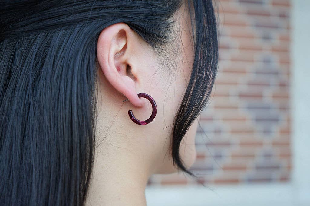 Cam Maroon Mini Hoops