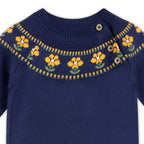 Floral Fair Isle Knit Baby Jumpsuit (Organic Cotton)
