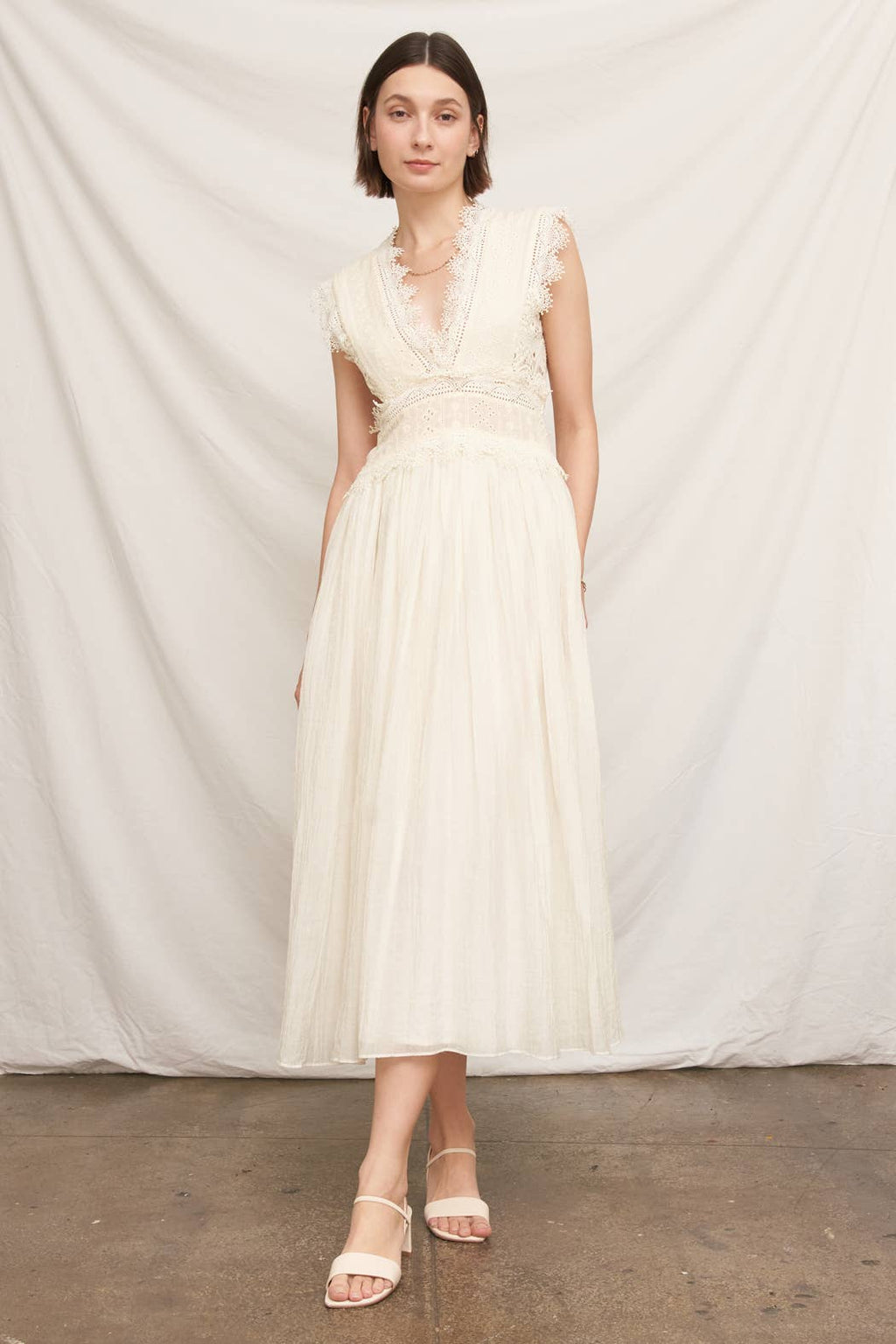 Lace Trimmed Midi Dress
