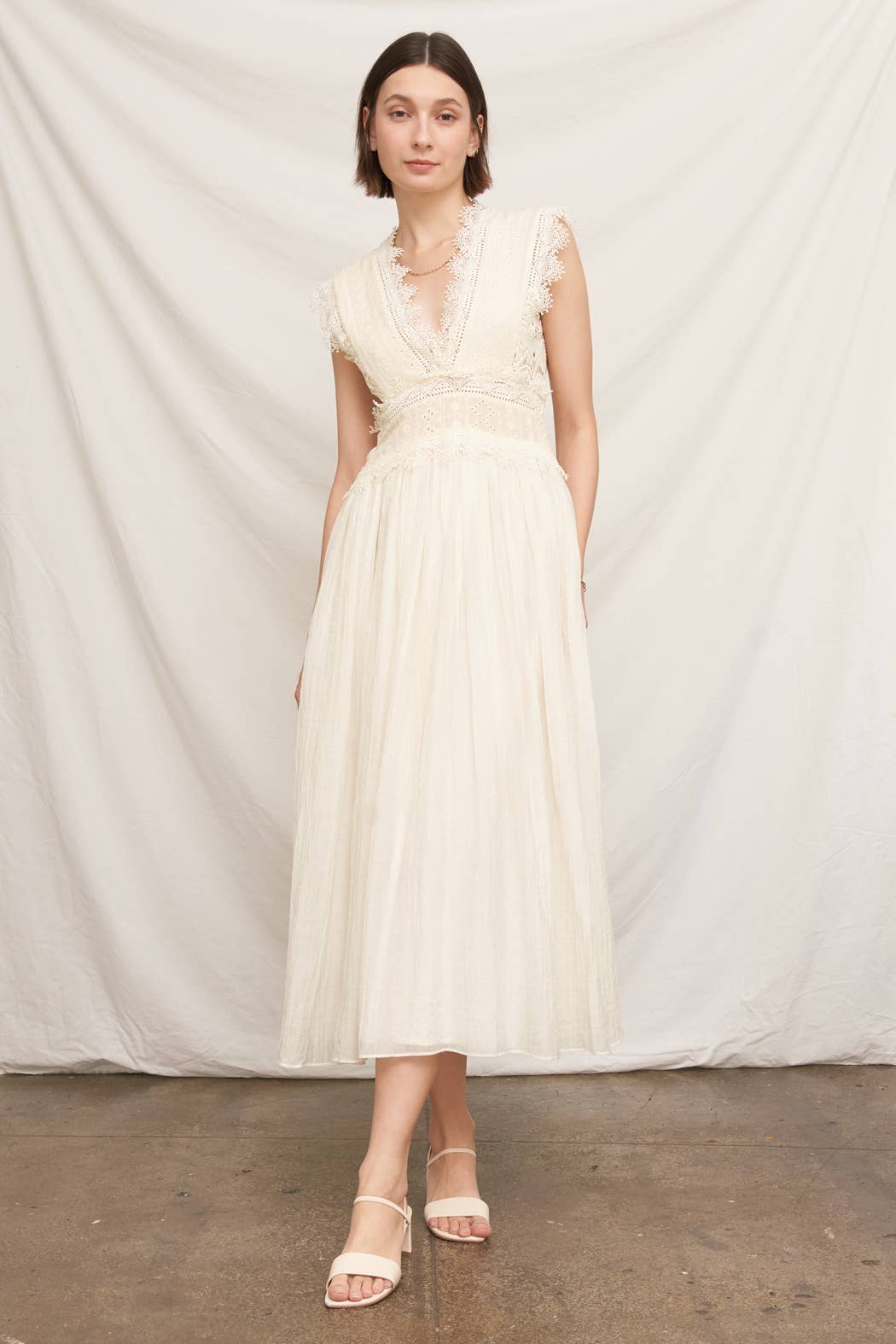 Lace Trimmed Midi Dress