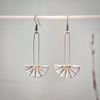 White Dropped Half Sun Burst Earrings
