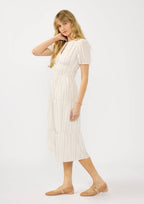 Puff Sleeve Tiered Midi Dress