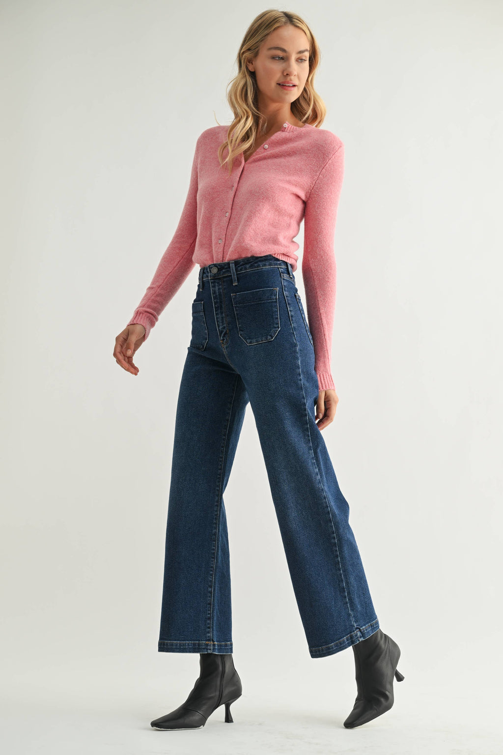 Dark Denim Patch Pocket Wide Leg