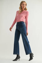 Dark Denim Patch Pocket Wide Leg