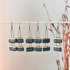 Deep Ocean Two Piece and Gold Clay Earrings