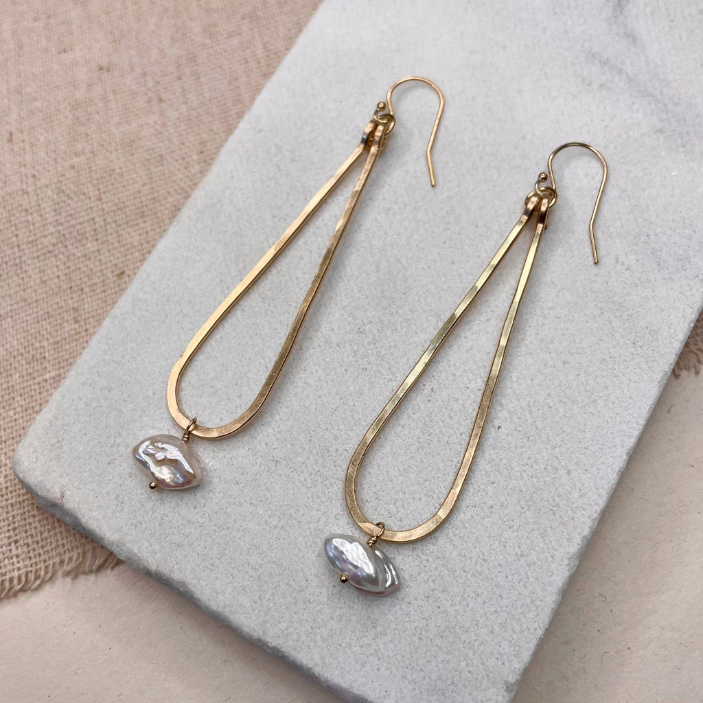 Hammered Teardrop Drop Earrings