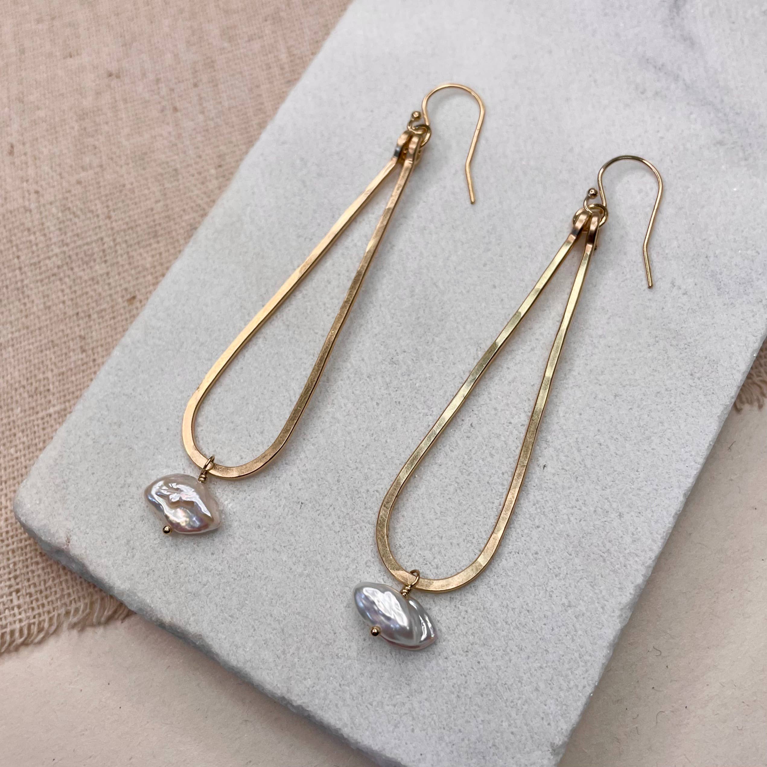 Hammered Teardrop Drop Earrings