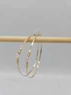 Herkimer Diamond Detail Hammered Hoop Earring