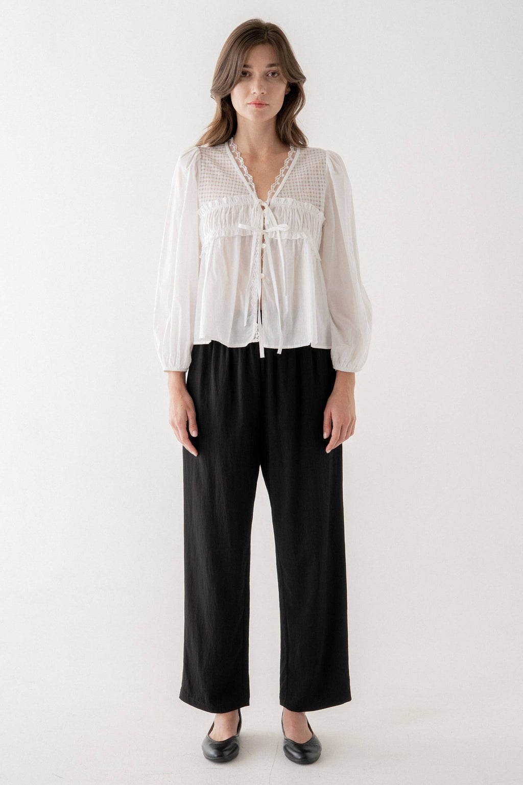 Romantic Lace Trim Blouse