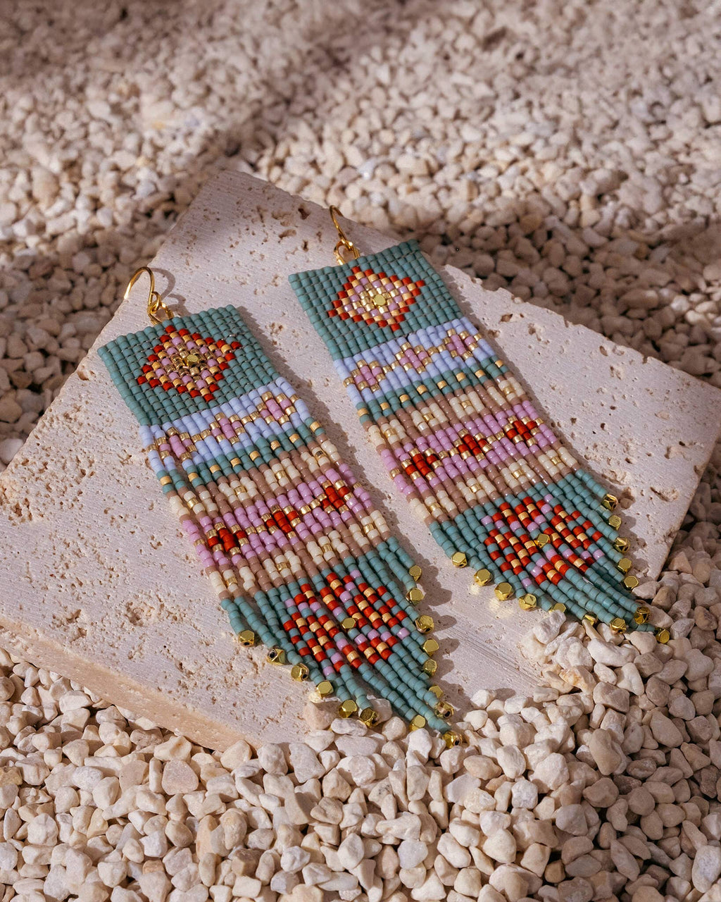 Beaded Handwoven Shisha Earring (Aqua)