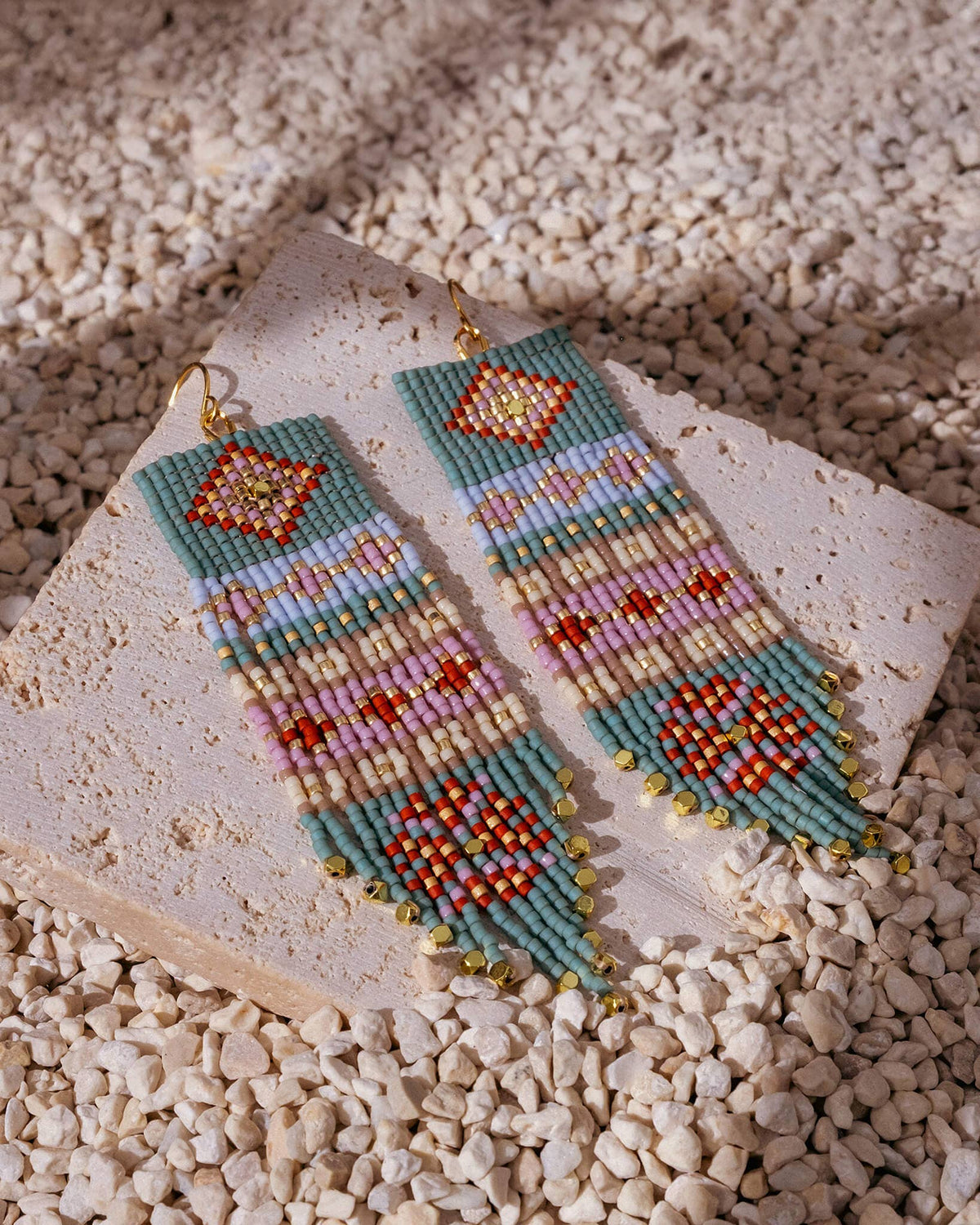 Beaded Handwoven Shisha Earring (Aqua)