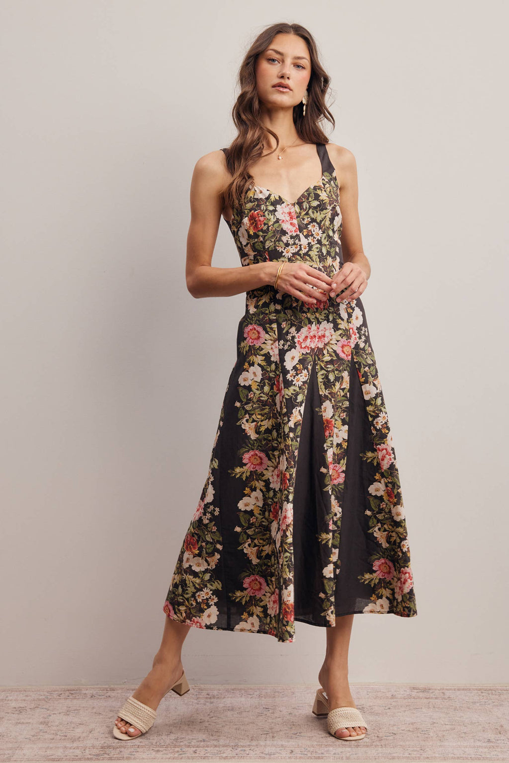 Floral Panel Midi Dress