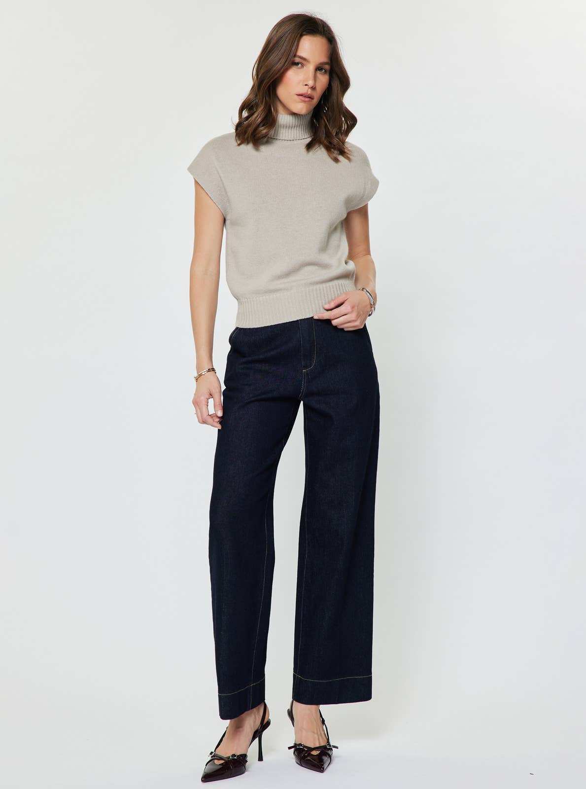 Turtleneck Short Sleeve Knit Sweater
