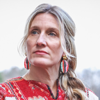 Beaded Handwoven Organic Oval Drop Earrings (Red)