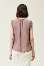  Bubble Ruffle Satin Tank
