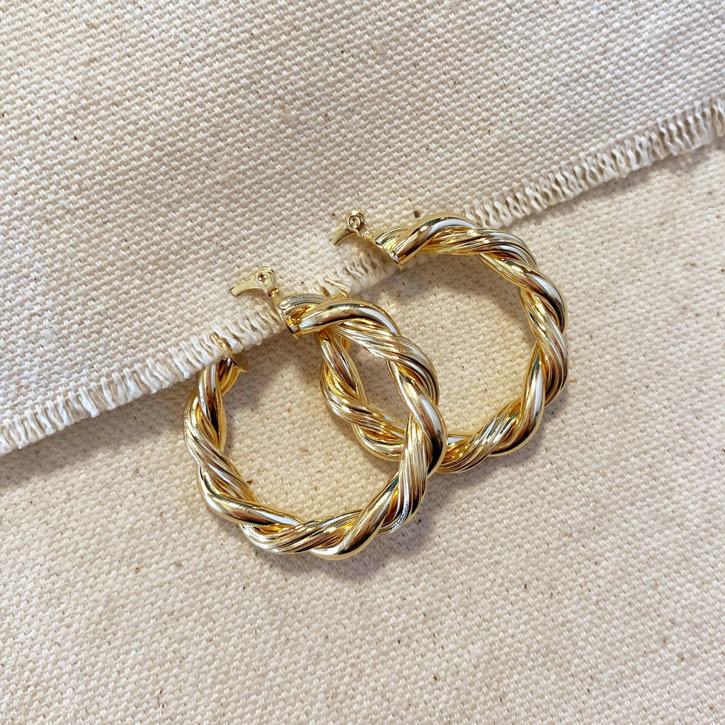 30mm Double Twisted Tube Hoop Earrings