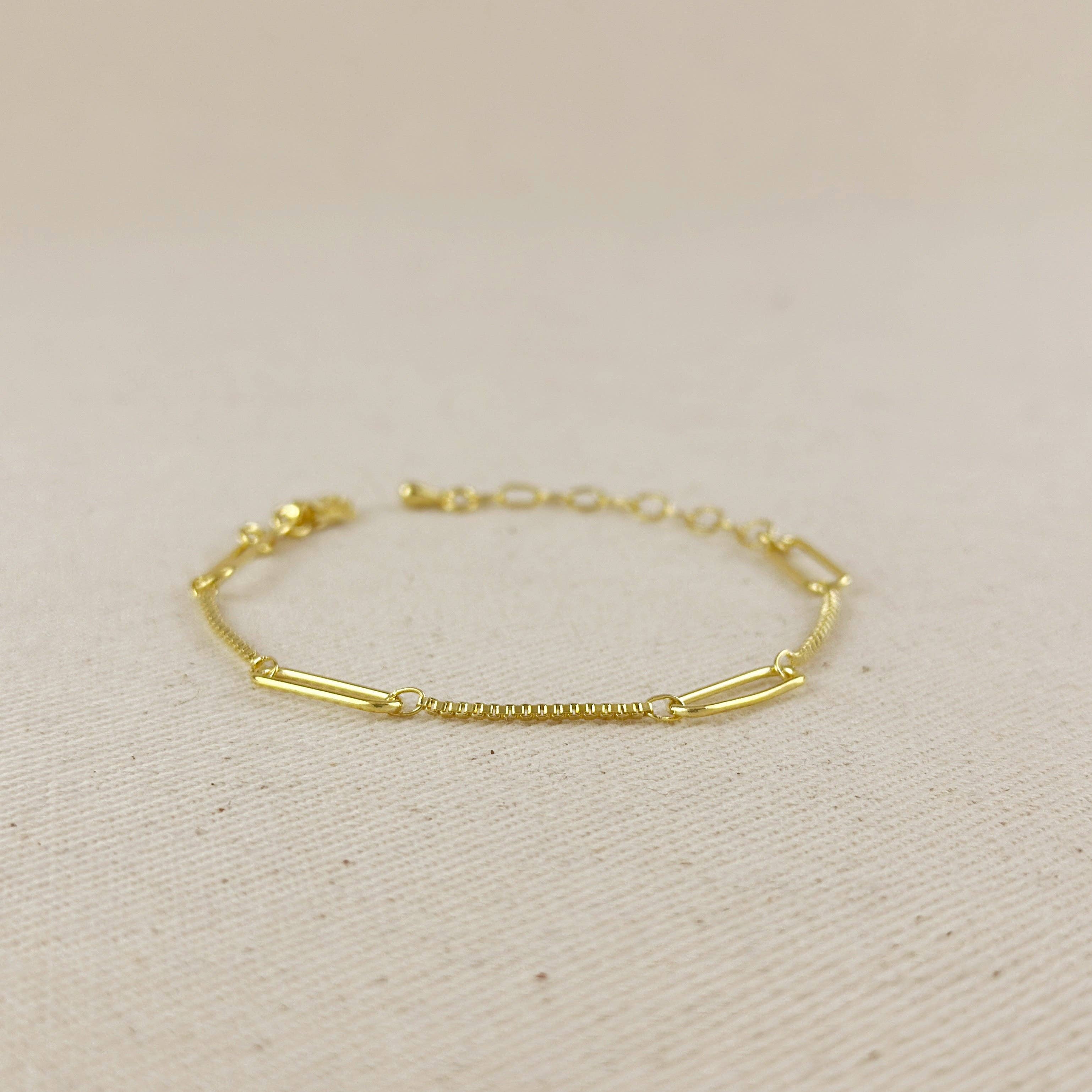 Paperclip & Box Chain Bracelet