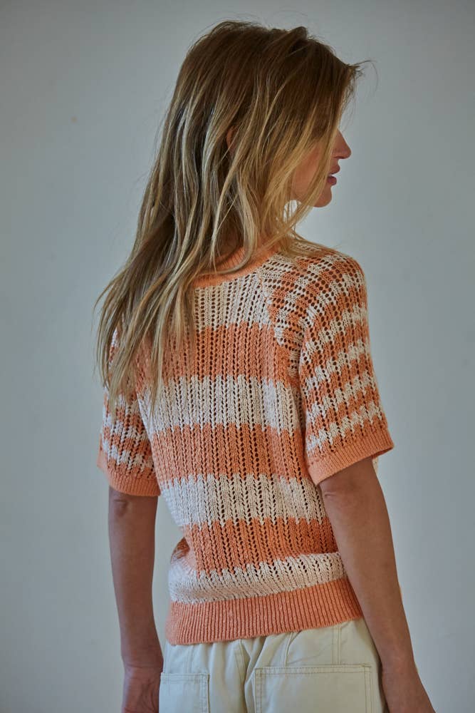 Knit Sweater Cotton Acrylic Short Sleeve Pullover