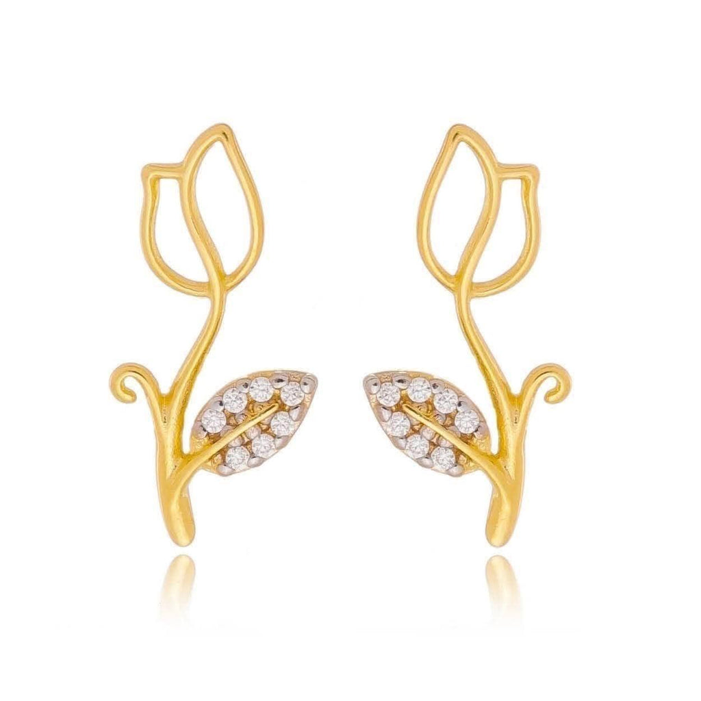 Tulip Stud Earrings With Cubic Zirconia Stones