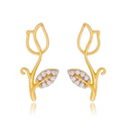 Tulip Stud Earrings With Cubic Zirconia Stones