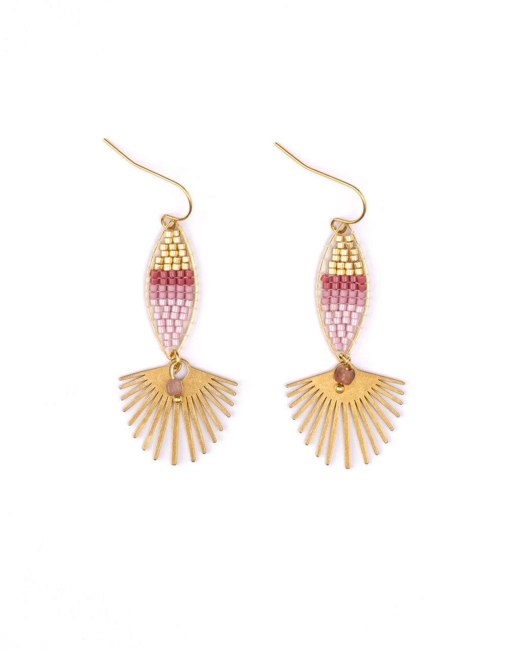 Beaded Handwoven Cotton Candy Dangle Earrings (Aqua)
