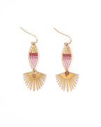 Beaded Handwoven Cotton Candy Dangle Earrings (Aqua)