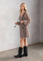 Bohemian Paisley Babydoll Long Sleeve Mini Dress