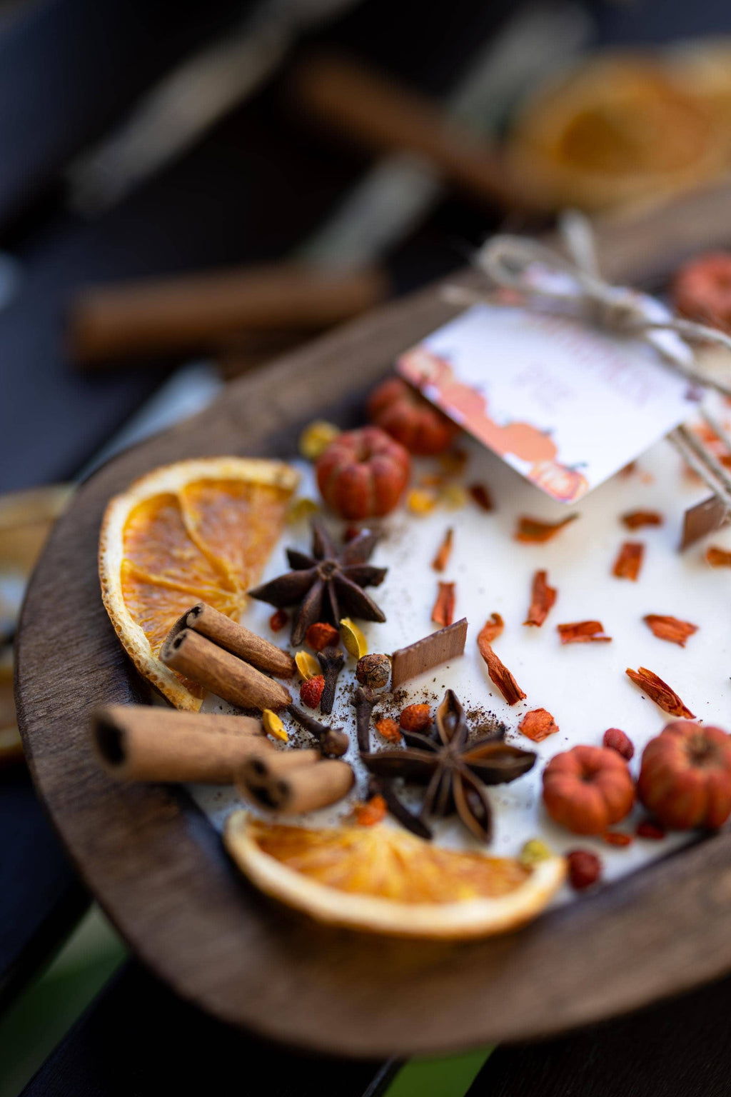 Large Wooden Bowl Fall Soy Candle