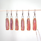 Pink and Gold Striped Clay Earrings
