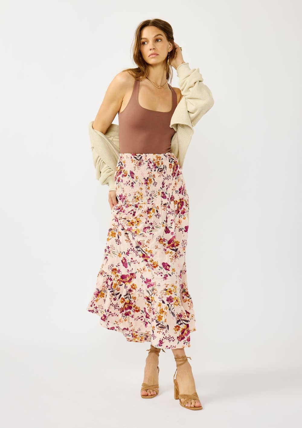 Floral Convertible Smocked Waist Skirt