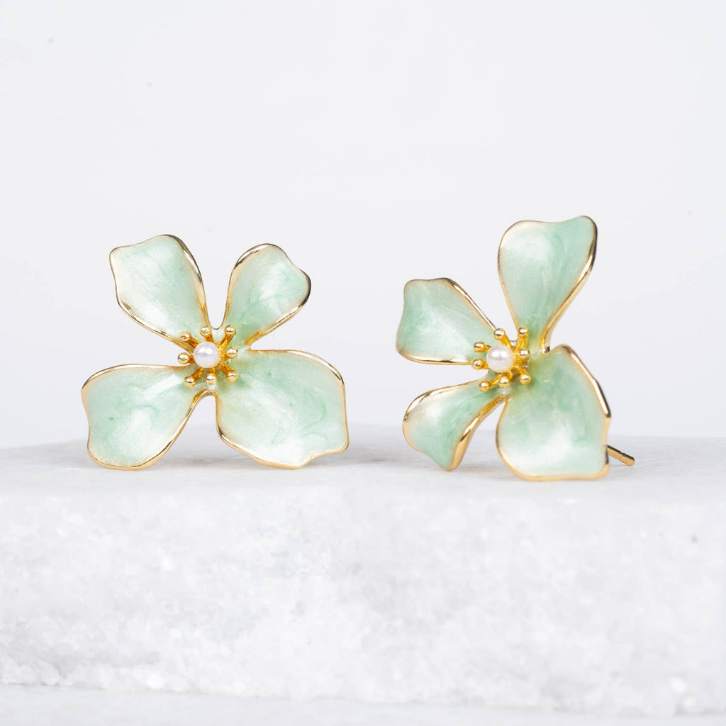 Hope in Bloom Flower Earrings - Mint