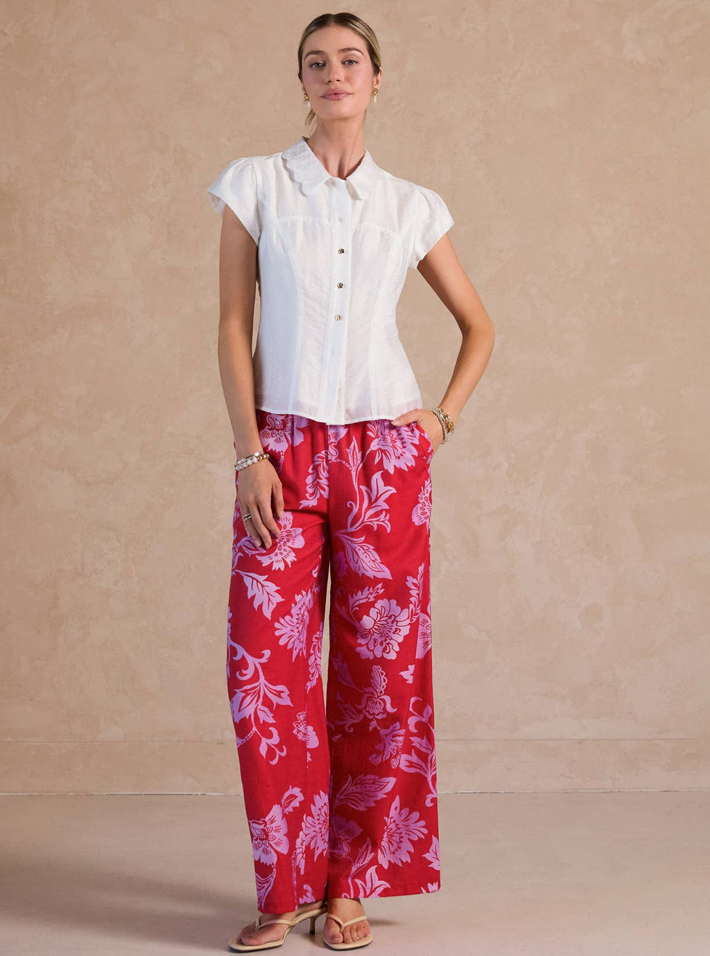 Button Down Slim Fit Short Sleeve Blouse