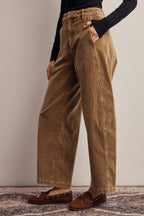 Stretch Corduroy Barrel Leg Pants