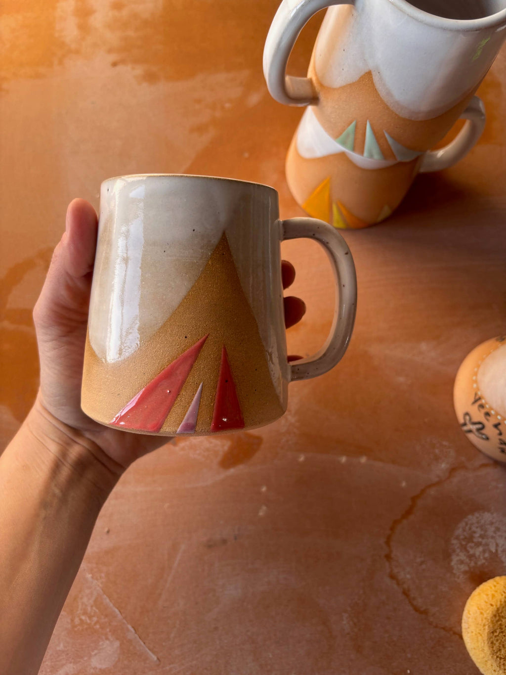 Triangles Geometric Mug Handmade Ceramic