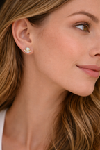 Opal Crescent Stud Earrings