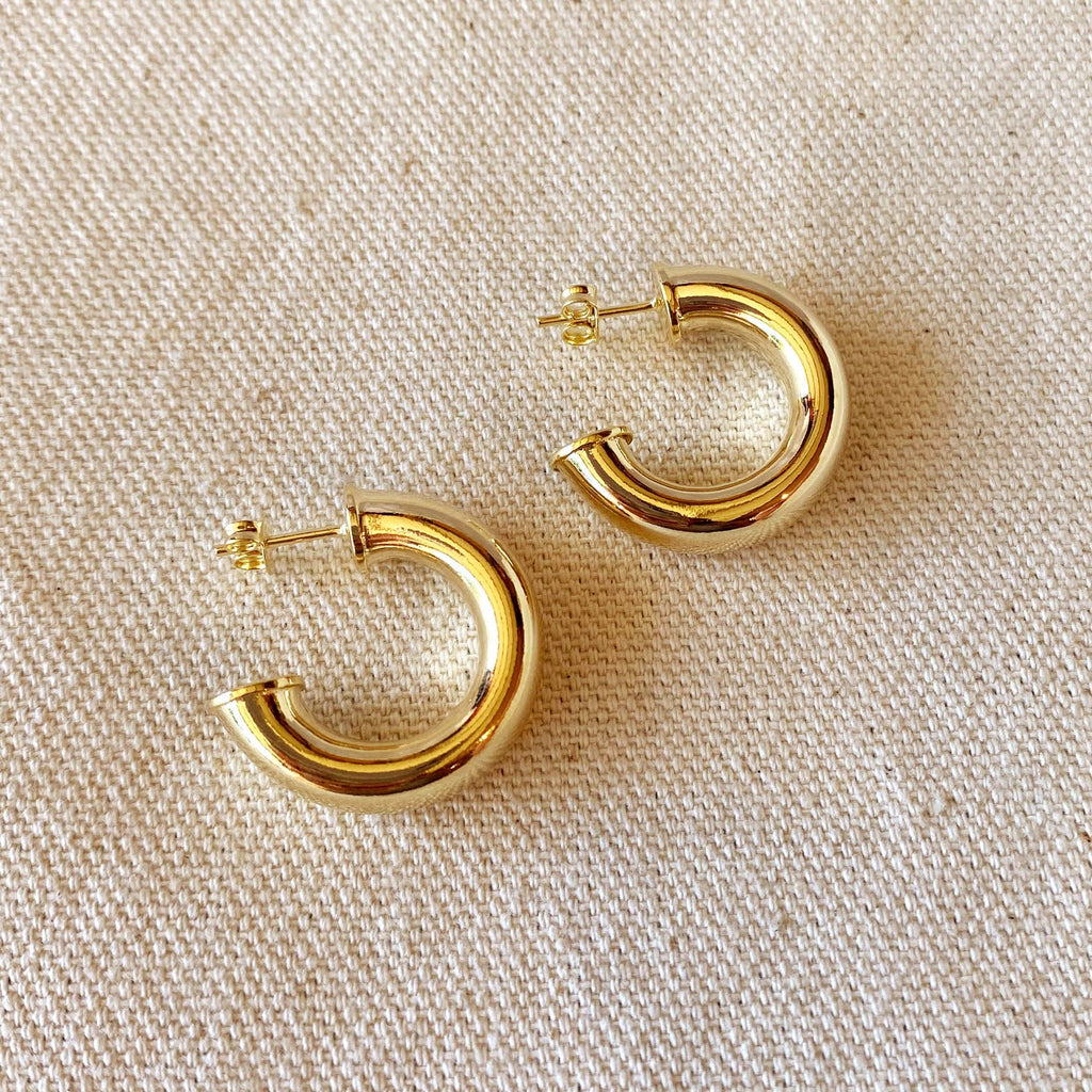 Chubby C-Hoop Earrings - 18k Gold Filled 25mm