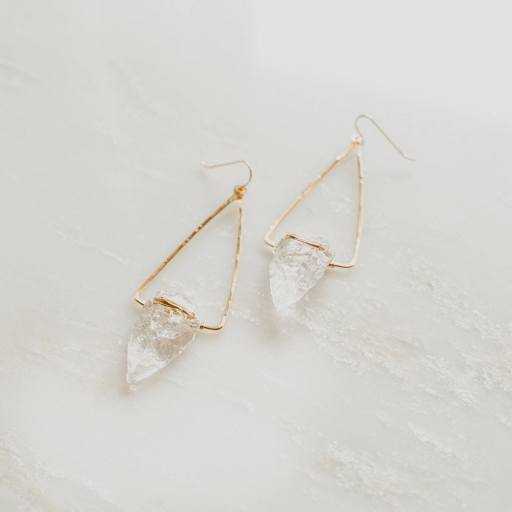 Nala Quartz Crystal Arrowhead Earrings