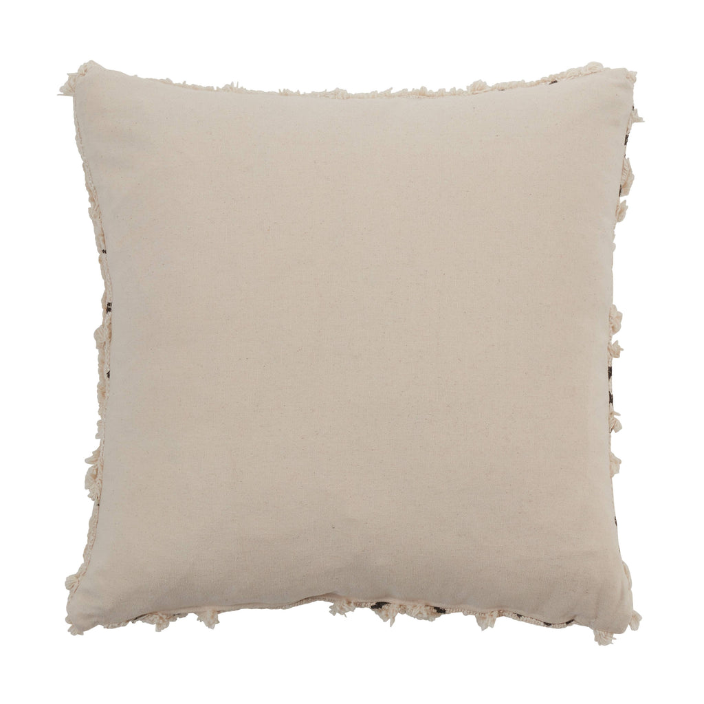 Throw Pillow With Tufted Block Print Design