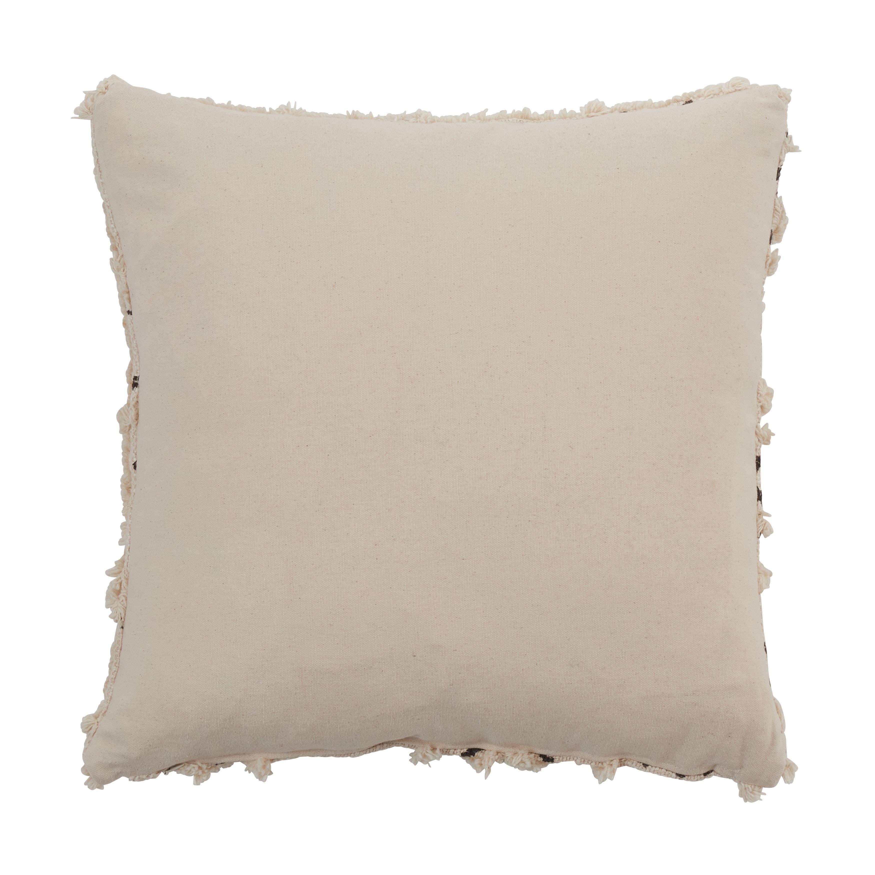 Throw Pillow With Tufted Block Print Design